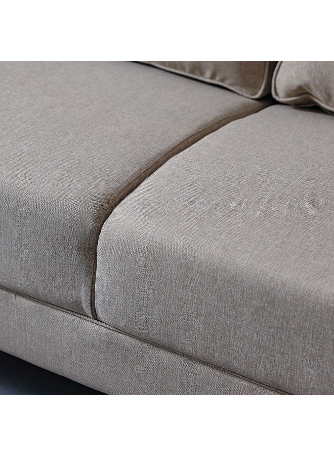 DANUBE HOME Field 2 Seater Fabric Sofa | Modern Design Two Seat Sofas | Comfortable Living Room Furniture L146.5xW84xH89cm - Beige - Image 3