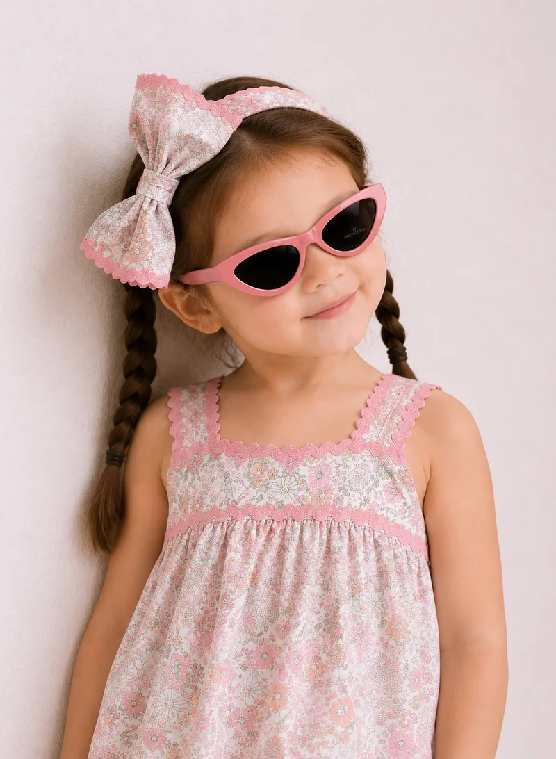Victor And Jane  Baby Girls 4 Pc Set- Floral Peplum Top & Ruffle Shorts Set with Matching Headband and Sunglasses for Women | Best Price UAE
