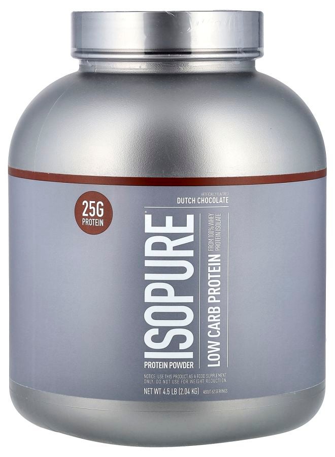 Isopure مسحوق بروتين منخفض الكربوهيدرات بنكهة الشوكولاتة الهولندية 4.5 رطل (2.04 كجم) - Image 1