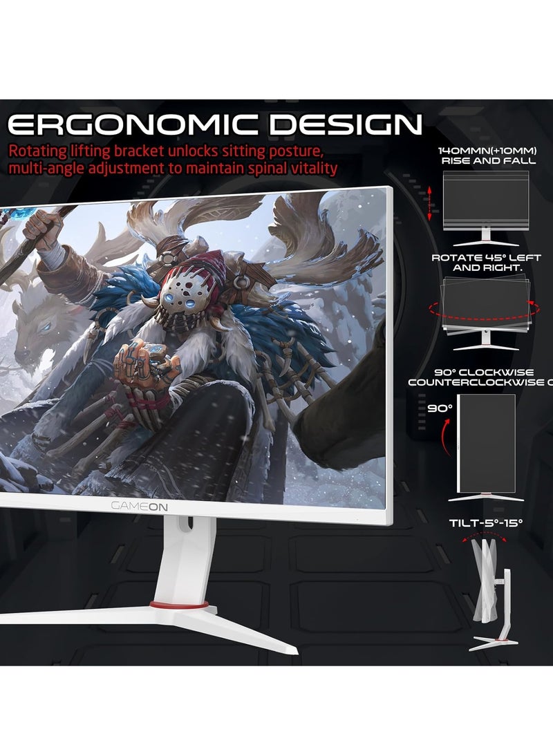 GAMEON Gaming Monitor GOA24FHD180IPS Artic Pro Series 24" Inch FHD, 180Hz, MPRT 0.5ms, Fast IPS HDMI Port Support Adaptive Sync Game Modes RGB Elements VESA PS5 White - Image 5