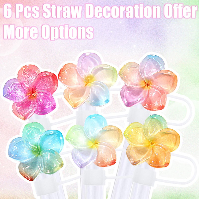 Cussom Flower Straw Toppers Set, 10mm Flower Straw Covers Topper for Stanley Cup 30oz 40 0z Tumblers, Cute Summer Themed Cup Toppers for Girls, Reusable and Shiny - Image 2