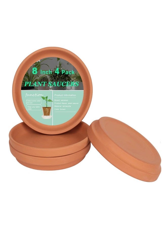 vensovo 8 Inch Terracotta Pot Saucer, 4 Pcs Large Round Plant Saucer for 7 Inch Flower Pot, Drainage Hole, Indoor or Outdoor Use, 7.9 x 7.9 inches, Brown - Image 1