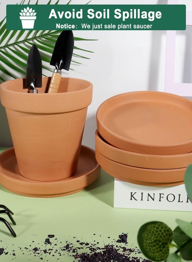 vensovo 8 Inch Terracotta Pot Saucer, 4 Pcs Large Round Plant Saucer for 7 Inch Flower Pot, Drainage Hole, Indoor or Outdoor Use, 7.9 x 7.9 inches, Brown - Image 3