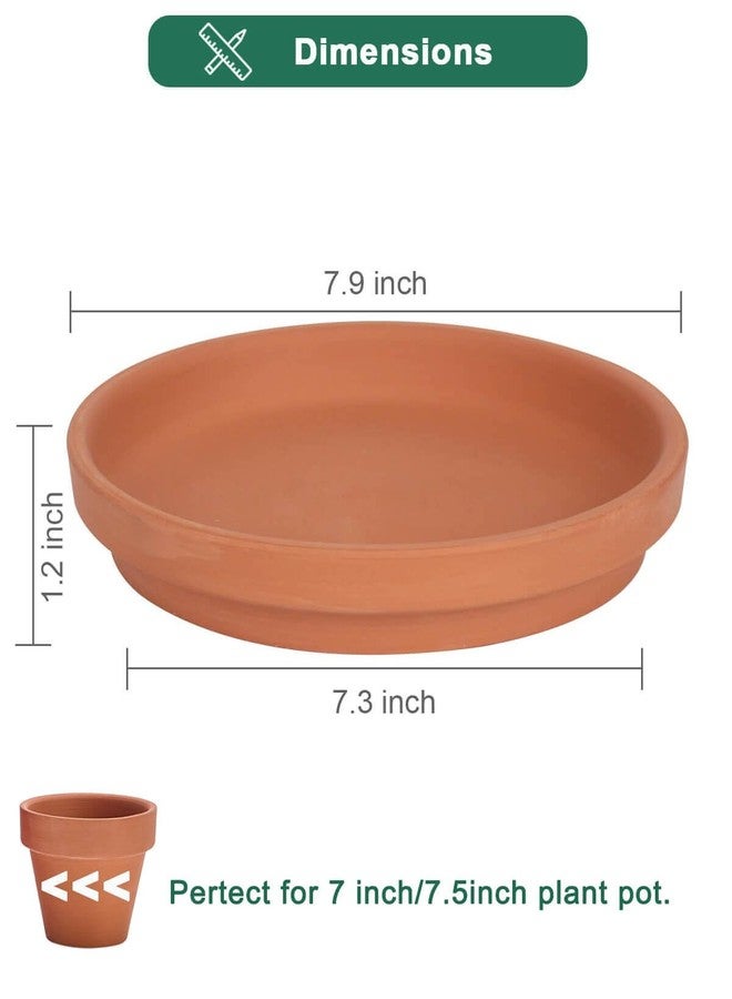 vensovo 8 Inch Terracotta Pot Saucer, 4 Pcs Large Round Plant Saucer for 7 Inch Flower Pot, Drainage Hole, Indoor or Outdoor Use, 7.9 x 7.9 inches, Brown - Image 2