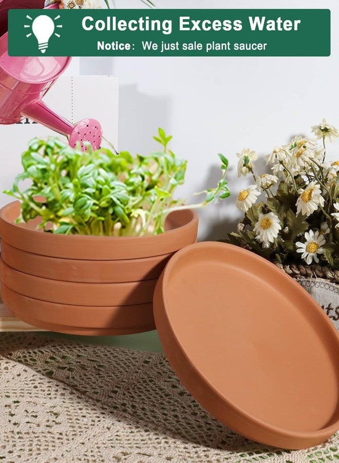 vensovo 8 Inch Terracotta Pot Saucer, 4 Pcs Large Round Plant Saucer for 7 Inch Flower Pot, Drainage Hole, Indoor or Outdoor Use, 7.9 x 7.9 inches, Brown - Image 4