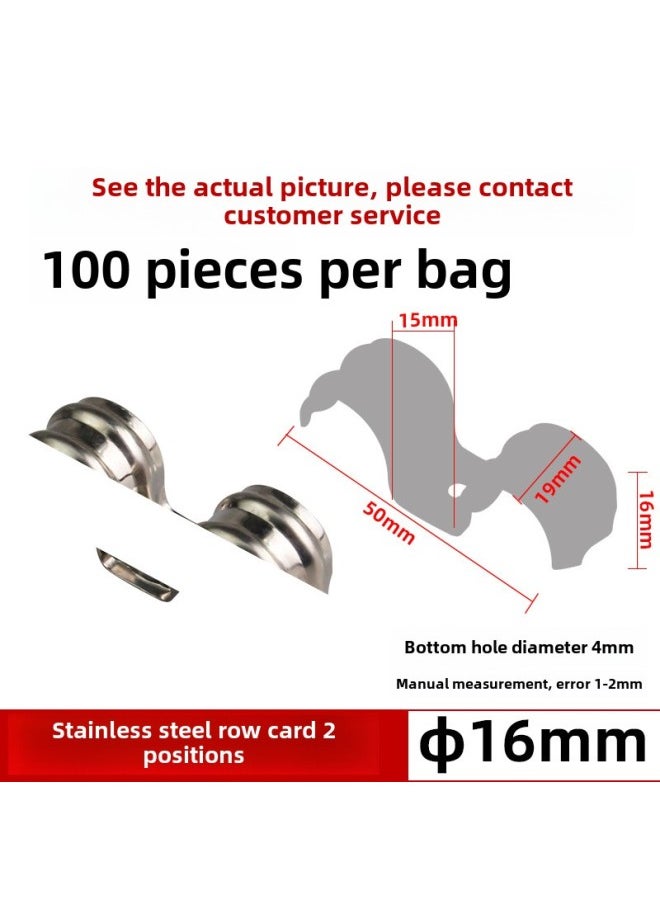 Generic Stainless Steel Card 20 Tube Row Single Side Horse Card 16 Clip Thickened Ohm Card Iron Fixing Snap-on Line Pipe Clamp-Series:16mm Stainless Steel Row Card 2-position (1 Bag) Double Rib Widening-Model:Standard  - Image 1