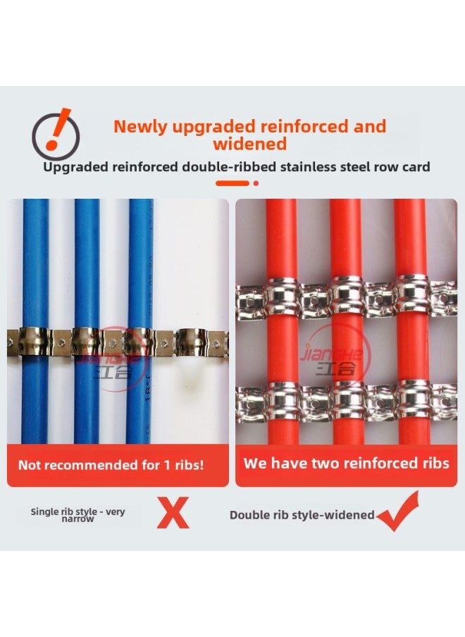 Generic Stainless Steel Card 20 Tube Row Single Side Horse Card 16 Clip Thickened Ohm Card Iron Fixing Snap-on Line Pipe Clamp-Series:16mm Stainless Steel Row Card 2-position (1 Bag) Double Rib Widening-Model:Standard  - Image 3