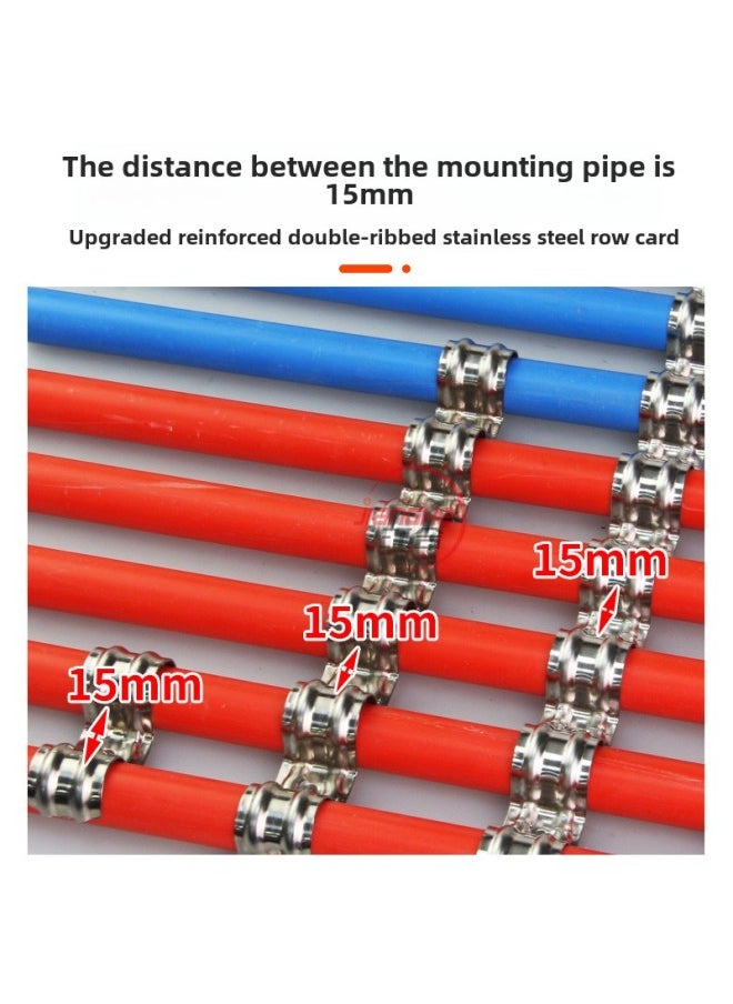 Generic Stainless Steel Card 20 Tube Row Single Side Horse Card 16 Clip Thickened Ohm Card Iron Fixing Snap-on Line Pipe Clamp-Series:16mm Stainless Steel Row Card 2-position (1 Bag) Double Rib Widening-Model:Standard  - Image 4