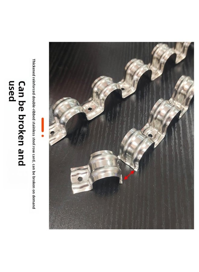 Generic Stainless Steel Card 20 Tube Row Single Side Horse Card 16 Clip Thickened Ohm Card Iron Fixing Snap-on Line Pipe Clamp-Series:16mm Stainless Steel Row Card 2-position (1 Bag) Double Rib Widening-Model:Standard  - Image 5