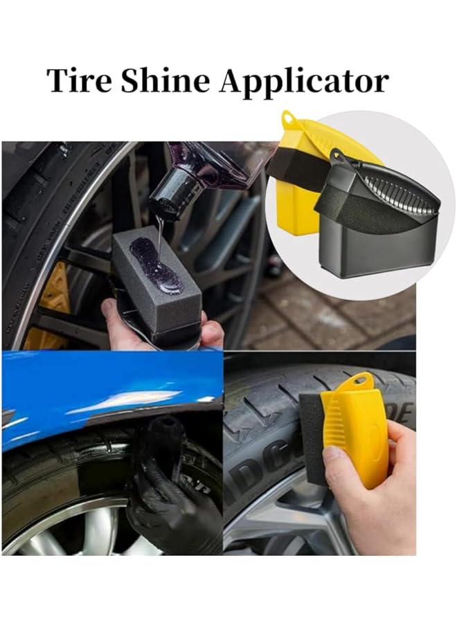 Generic 2Pcs Tire Shine Applicator, Reusable Tire Dressing Applicator Pad With Ergonomic Rectangular Box, Auto Tire Detailing Cleaning, Wheel Cleaner, Tire Sponge Brush For Car Cleaning Supplies - Image 5