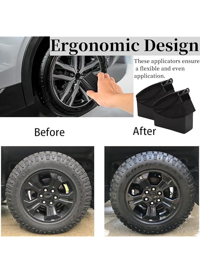 Generic 2Pcs Tire Shine Applicator, Reusable Tire Dressing Applicator Pad With Ergonomic Rectangular Box, Auto Tire Detailing Cleaning, Wheel Cleaner, Tire Sponge Brush For Car Cleaning Supplies - Image 3