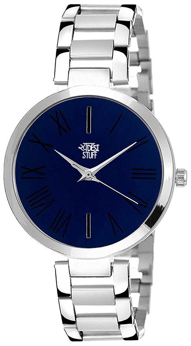 SWADESI STUFF Metal Bracelet Watch Collection Analogue Women's Watch(Blue Dial Silver Colored Strap), Band Color-Silver - Image 5
