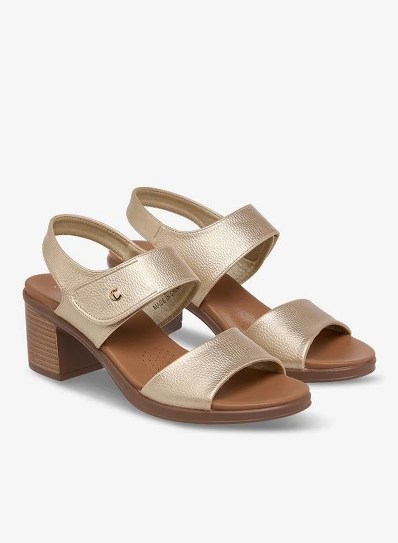 Le Confort Solid Block Heel Sandals with Hook and Loop Closure