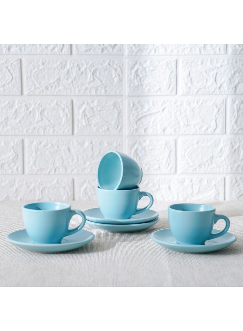 DANUBE HOME Apollo 8-Piece Stoneware Coffee Cup and Saucer Set – Elegant Tea Cups with Matching Saucers, Dishwasher & Microwave Safe, Perfect for Home, Office, or Gifting 90ml  - Image 1