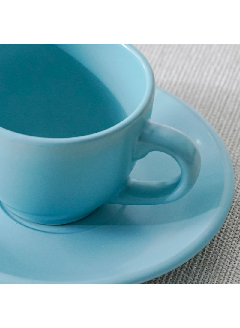 DANUBE HOME Apollo 8-Piece Stoneware Coffee Cup and Saucer Set – Elegant Tea Cups with Matching Saucers, Dishwasher & Microwave Safe, Perfect for Home, Office, or Gifting 90ml  - Image 3