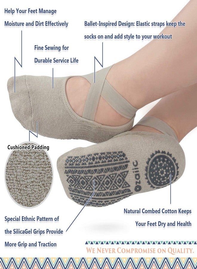 Ozaiic Pilates Socks for Women Non Slip Grip, Yoga Socks with Grippers for Barre, Hospital, Ballet, Dance, Barefoot Workout - Image 3