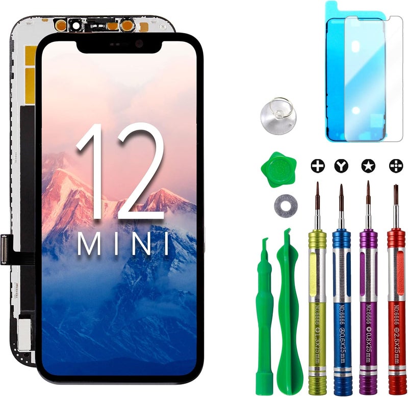 Ace Tech Cellular LCD Screen Replacement for iPhone 12 Mini 5.4 inch (A2176, A2398, A2400, A2399) Touch Screen Display Digitizer Frame Assembly - Image 1