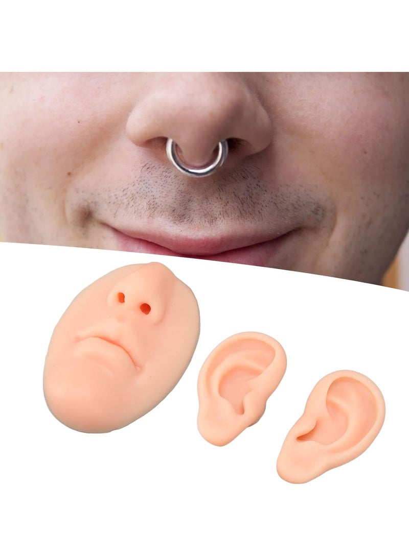 Piercing Ear Model, Simulated Soft Display Nose Model Elastic 3D for Novice for Hospital (Light Skin Color)