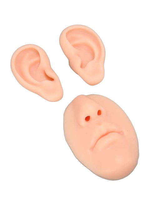 Piercing Ear Model, Simulated Soft Display Nose Model Elastic 3D for Novice for Hospital (Light Skin Color)