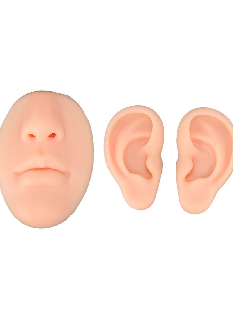 Piercing Ear Model, Simulated Soft Display Nose Model Elastic 3D for Novice for Hospital (Light Skin Color)