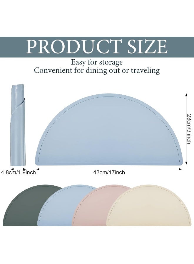 Potchen 4 Packs Silicone Placemats for Baby Non Slip Placemats for Kids Toddlers Food Table Mats Portable Toddlers Place mats for Dining Table, 4 Colors(Gray, Apricot, Blue, Pink) - Image 2