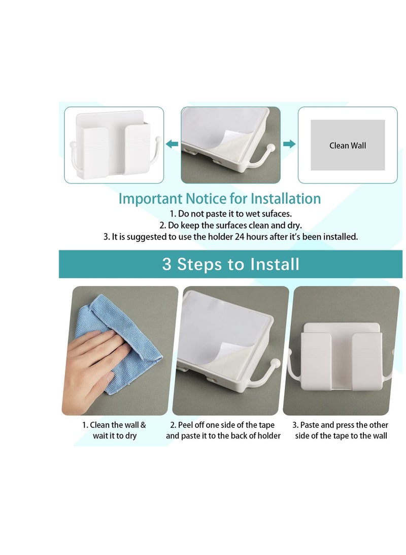 SOLARAE Wall Mount Phone Holder with Hooks, Self-Adhesive Wall Organizer Storage Box, for Bedroom Bathroom Office and More - Image 5