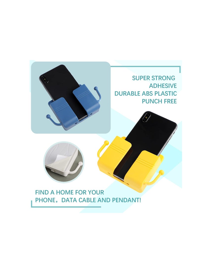 SOLARAE Wall Mount Phone Holder with Hooks, Self-Adhesive Wall Organizer Storage Box, for Bedroom Bathroom Office and More - Image 4