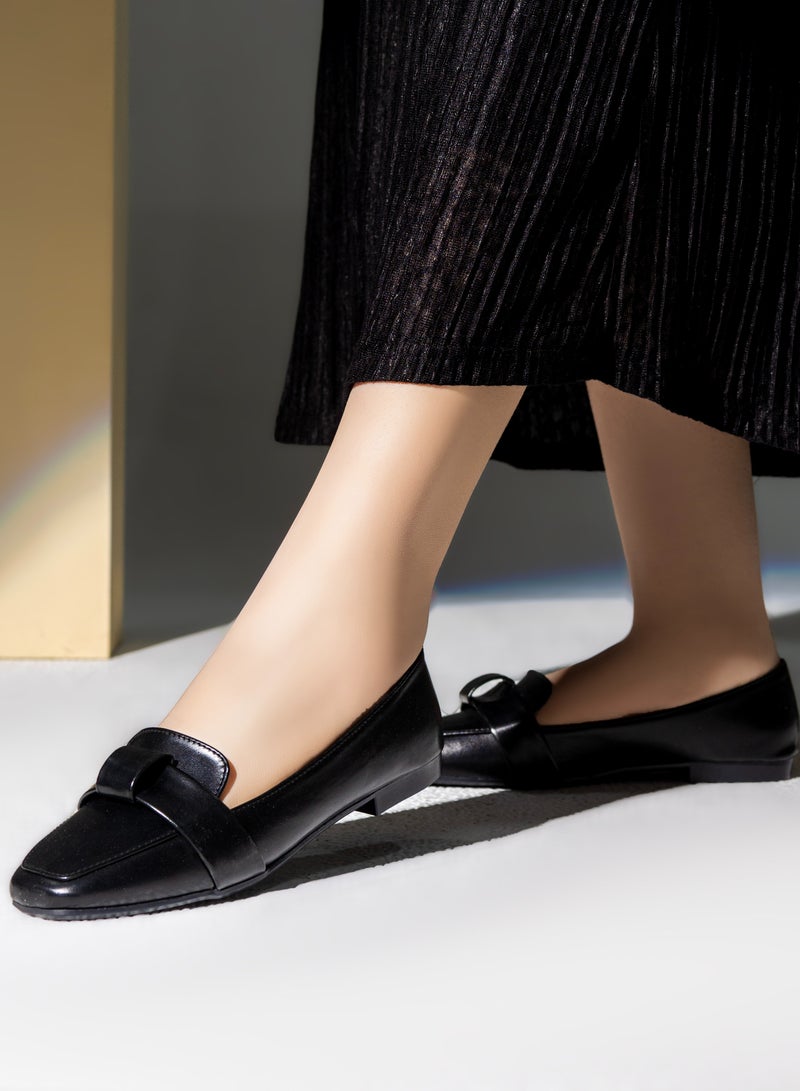 باليرينا جلد مسطح سهل الارتداء - BN-509 - أسود