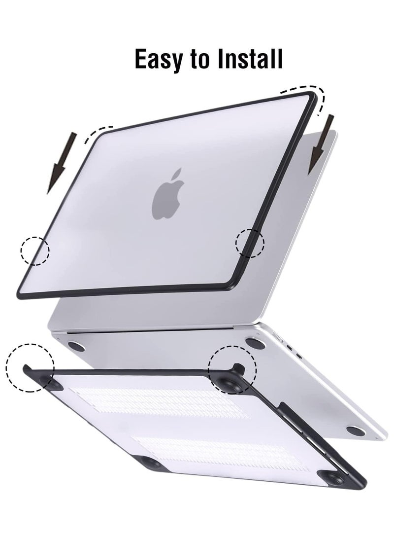 Hard Case for 2021/2020/2019/2018 Mac Air 13in with Retina Touch ID Version Model A1932/M1 A2337/A2179 Anti-Cracking Anti-Fingerprint Hard Shell - Soft TPU Bumper + PC - Frosted (Clear/Black) - Image 3