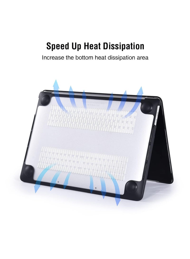 Hard Case for 2021/2020/2019/2018 Mac Air 13in with Retina Touch ID Version Model A1932/M1 A2337/A2179 Anti-Cracking Anti-Fingerprint Hard Shell - Soft TPU Bumper + PC - Frosted (Clear/Black) - Image 5