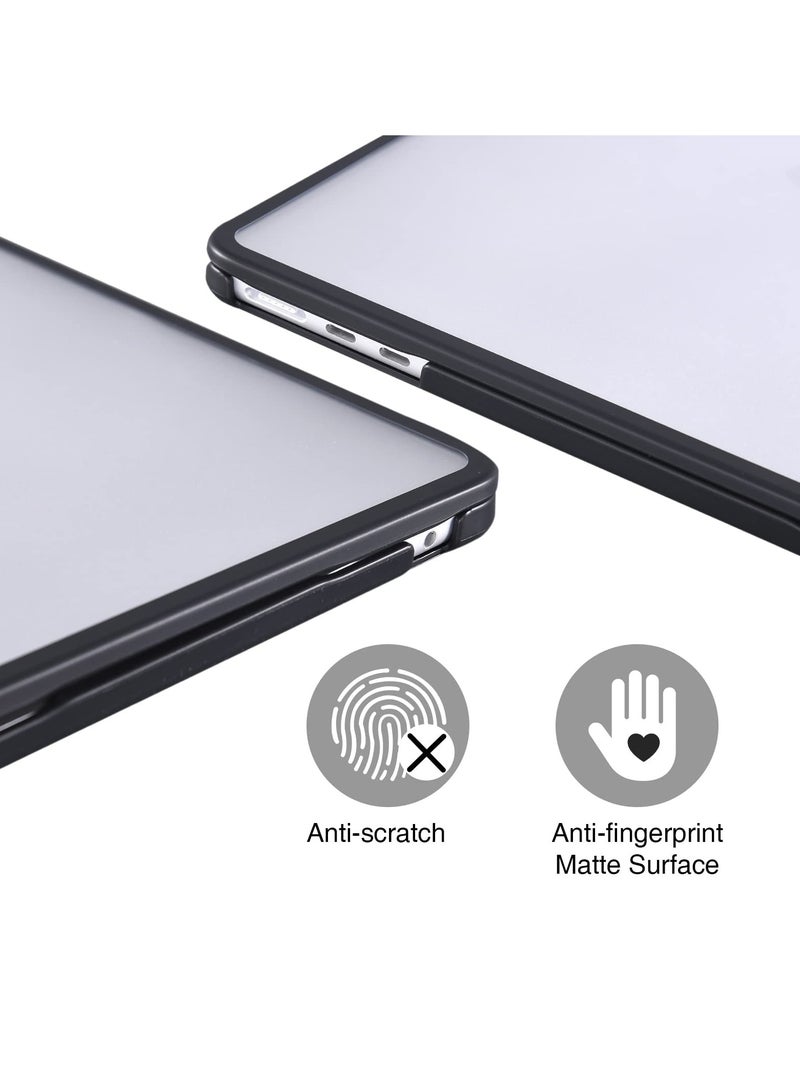 Hard Case for 2021/2020/2019/2018 Mac Air 13in with Retina Touch ID Version Model A1932/M1 A2337/A2179 Anti-Cracking Anti-Fingerprint Hard Shell - Soft TPU Bumper + PC - Frosted (Clear/Black) - Image 4