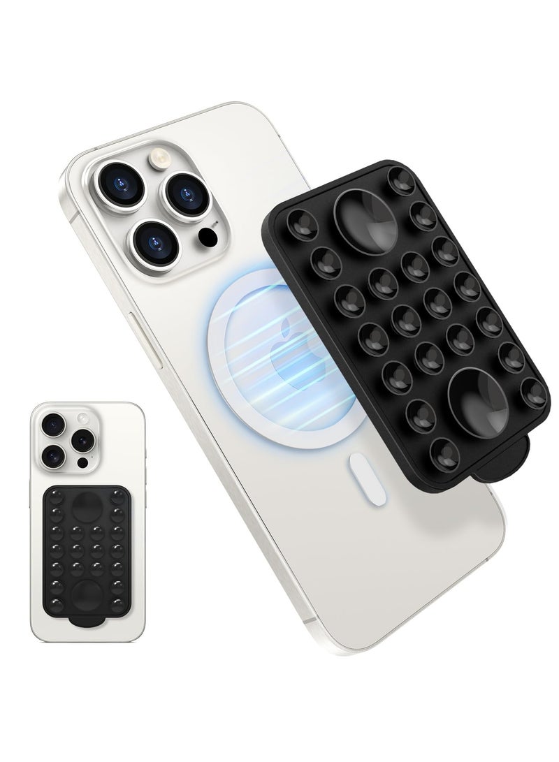 SYOSI Suction Cup Phone Mount for MagSafe, Hands-Free Magnetic Phone Suction Grip, Compatible with iPhone 15/14/13/12 Series, Hands-Free Fidget Toy Mirror Shower Phone Holder, Tiktok Videos and Selfies - Image 1