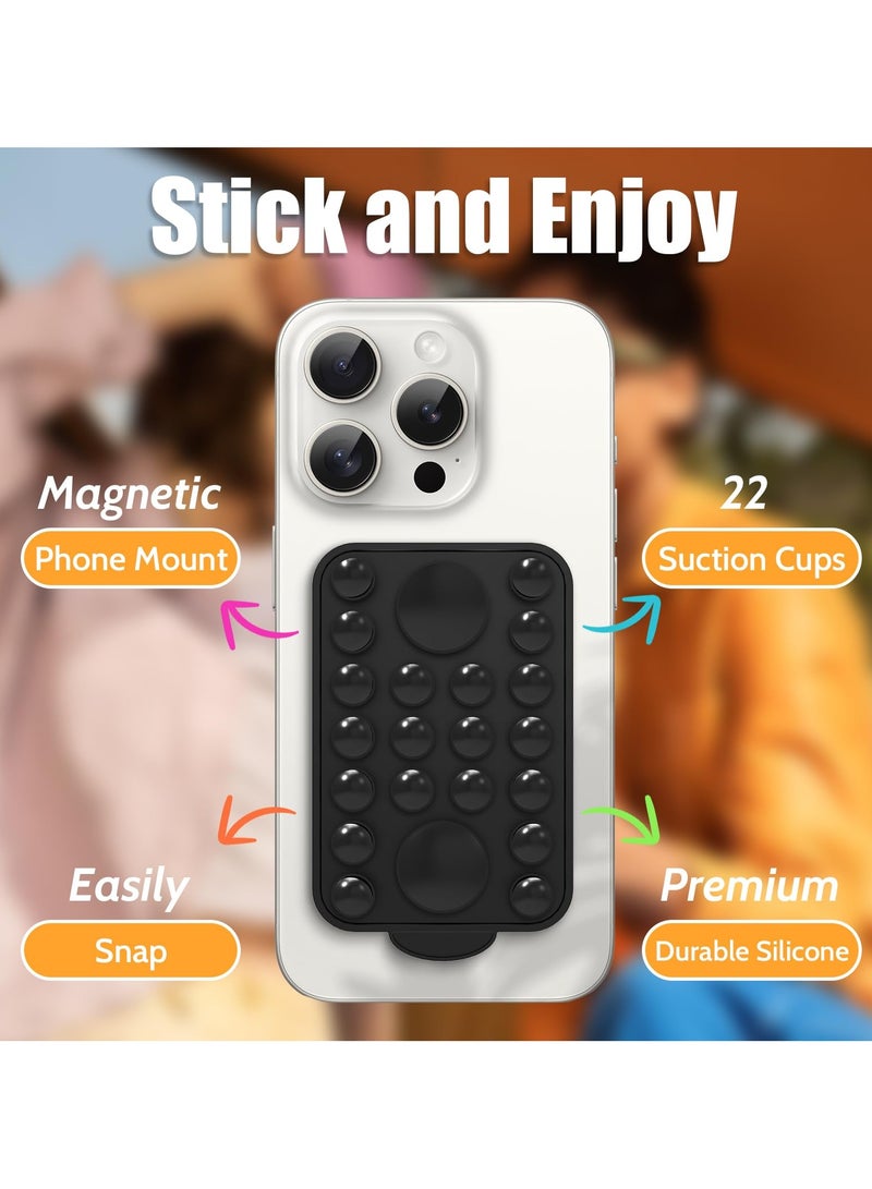 SYOSI Suction Cup Phone Mount for MagSafe, Hands-Free Magnetic Phone Suction Grip, Compatible with iPhone 15/14/13/12 Series, Hands-Free Fidget Toy Mirror Shower Phone Holder, Tiktok Videos and Selfies - Image 2