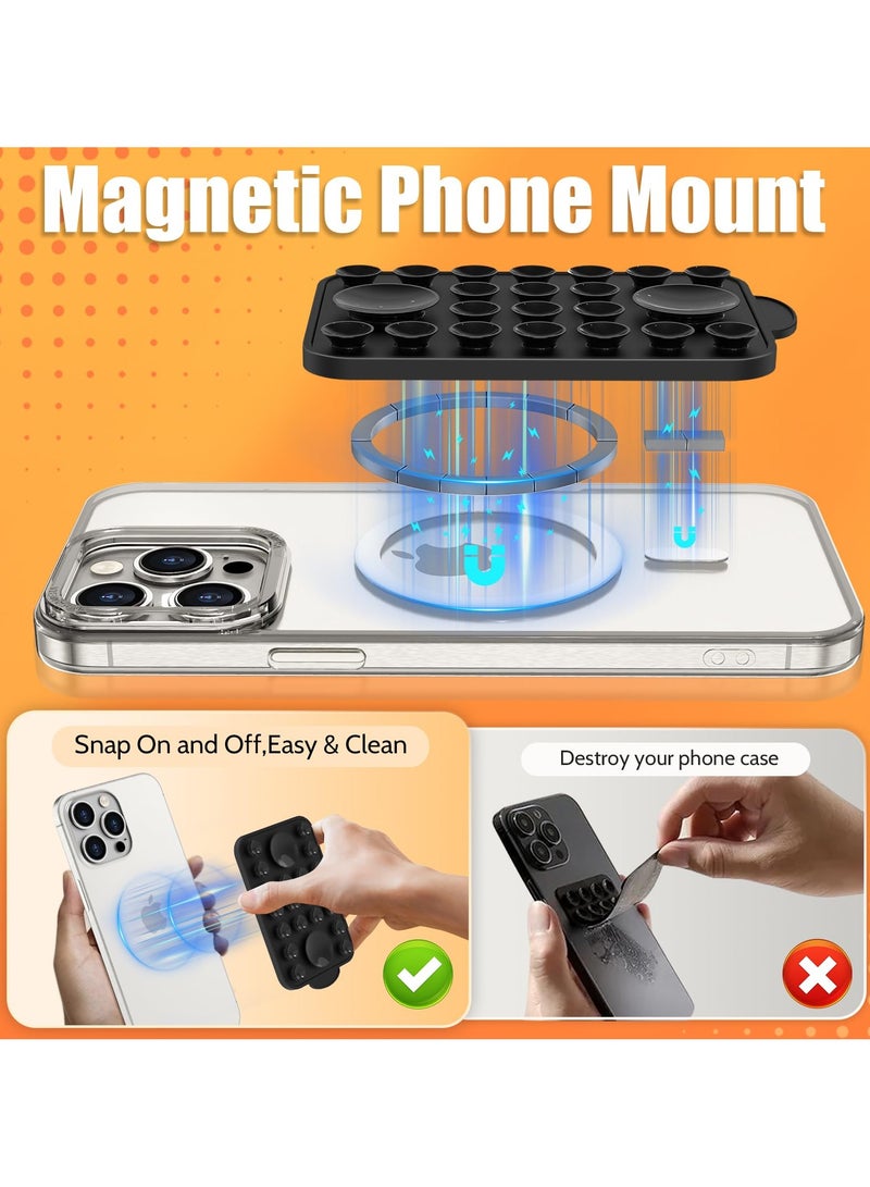 SYOSI Suction Cup Phone Mount for MagSafe, Hands-Free Magnetic Phone Suction Grip, Compatible with iPhone 15/14/13/12 Series, Hands-Free Fidget Toy Mirror Shower Phone Holder, Tiktok Videos and Selfies - Image 3