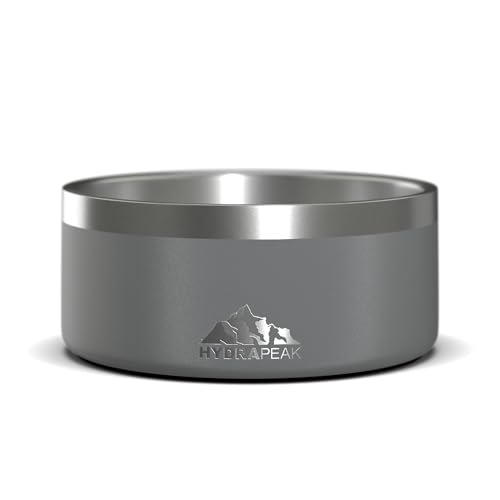 Hydrapeak Dog Bowl Non Slip Stainless Steel Water and Food Dish Large Sized and Small Dogs 32oz 64oz Multiple Sizes 4 Cup Graphite