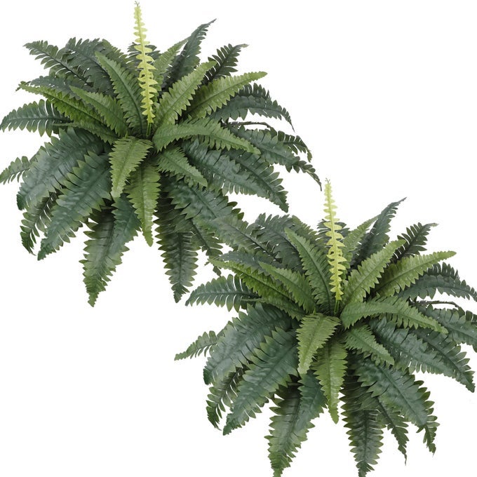 30IN ARTIFICIAL FERNS FOR OUTDOORS 2 LARGE BOSTON FERN PLANT INDOOR FAUX BUSH PLANT FOR INDOORS HOME GARDEN WINDOWSILL FARMHOUSE GARDEN DECOR