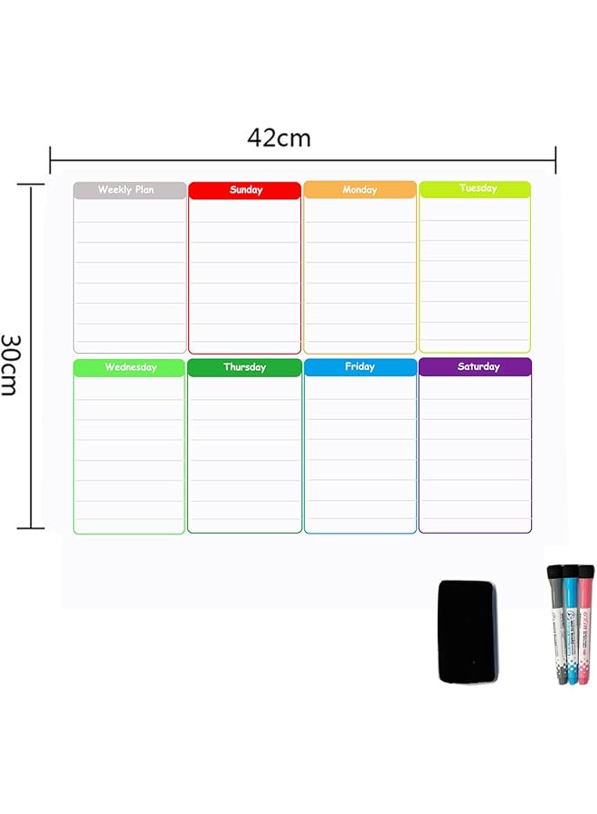 erorex Magnetic Dry Erase Calendar Whiteboard Meal Weekly Planner Magnetic Fridge Vertical 16.5X12 Inch 3 Fine Tip Markers And Large Eraser With Magnets To Do List White Board  - Image 2