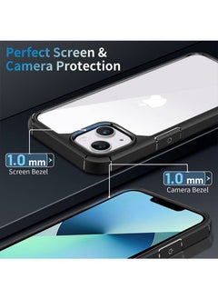 INFOSUN iPhone 13 Mini Case Clear Cover Ultra Thin Silicone Shockproof Hard Back Cases Transparent Protective Slim Phone Case for Apple iPhone 13 Mini 5.4 inch - Black  - Image 4