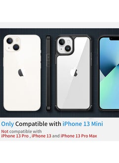 INFOSUN iPhone 13 Mini Case Clear Cover Ultra Thin Silicone Shockproof Hard Back Cases Transparent Protective Slim Phone Case for Apple iPhone 13 Mini 5.4 inch - Black  - Image 2
