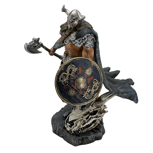 LOOYAR 13" Resin Thor Statue - Firm Viking Warrior & Dragon, Norse Mythology Decor for Home/Office, Unique Gift - Image 2