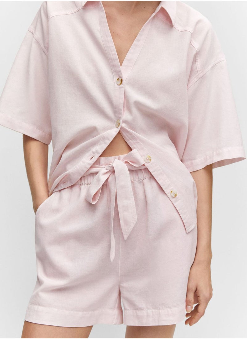 MANGO - High Waist Tie Detail Shorts - Image 1