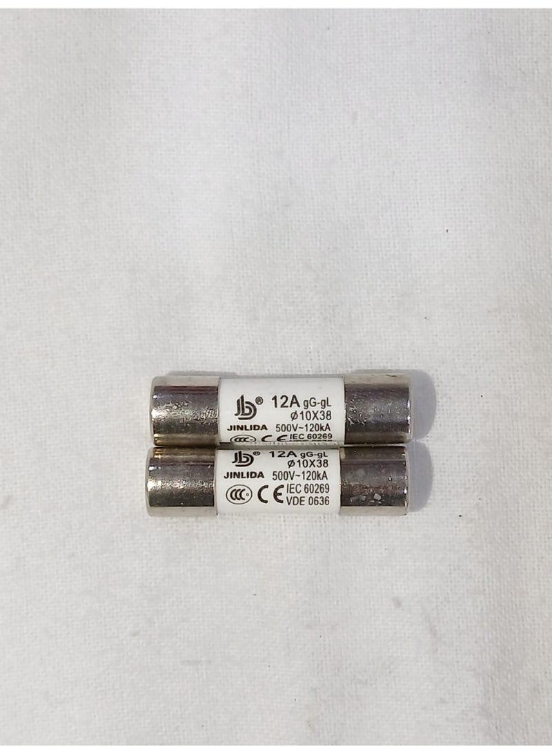 Jinlida فيوز خرطوشي خزفي 10x38 12A 500V-120kA - Image 1