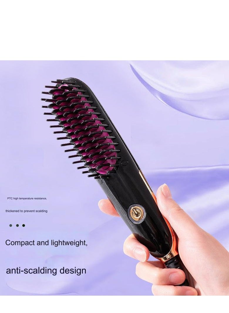Mini 2 in 1 Hair Straightening Brush Comb with PTC Heating Technology Thermal Beard Comb Brush Electric Hot Straightening Comb - Image 4