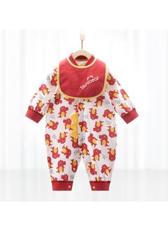 A Cute Long-sleeved Jumpsuit For Babies And Toddlers With Bib