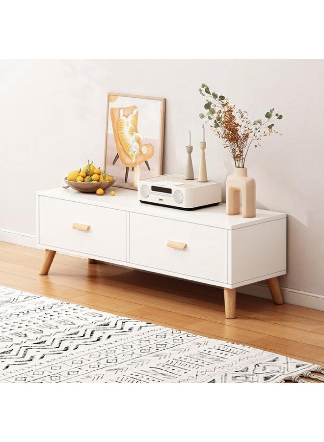 طاولة تلفزيون بسيطة، خزانة تلفزيون متعددة الوظائف، حامل تلفزيون صغير، طاولة تلفزيون 100 سم مع أدراج وأرجل للغرفة المعيشة، غرفة النوم، المساحات الصغيرة، CJ100، أبيض - Image 3