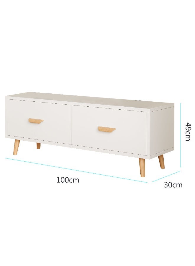 Simple TV Table, Multifunctional TV Cabinet, Small TV Stand, 100cm TV Console Table with Drawers and Legs for Living Room, Bedroom, Small Space, CJ100, White - Image 2
