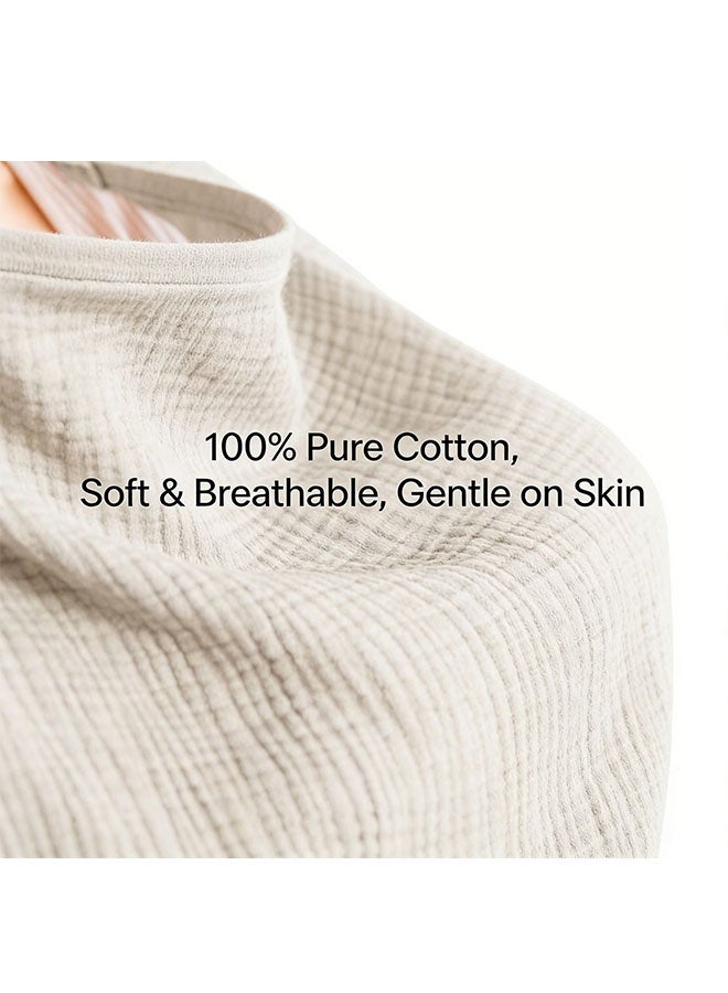 Baby Breastfeeding Nursing Cover, Breathable Cotton Breastfeeding Apron with Rigid Hoop for Mother and Baby, Lactation Scarf Shawl Multi Use for Carseat Canopy, Khaki - Image 2