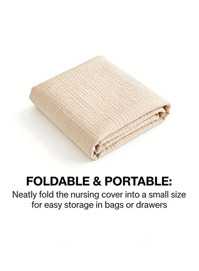 Baby Breastfeeding Nursing Cover, Breathable Cotton Breastfeeding Apron with Rigid Hoop for Mother and Baby, Lactation Scarf Shawl Multi Use for Carseat Canopy, Khaki - Image 4