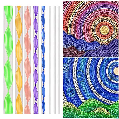 DEZIINE�8pcs Dotting Tools for Rocks Different Size Painting Tools with Mandala Stencils and Paint Pallet Mandala Art One Size Multicolor - Image 5