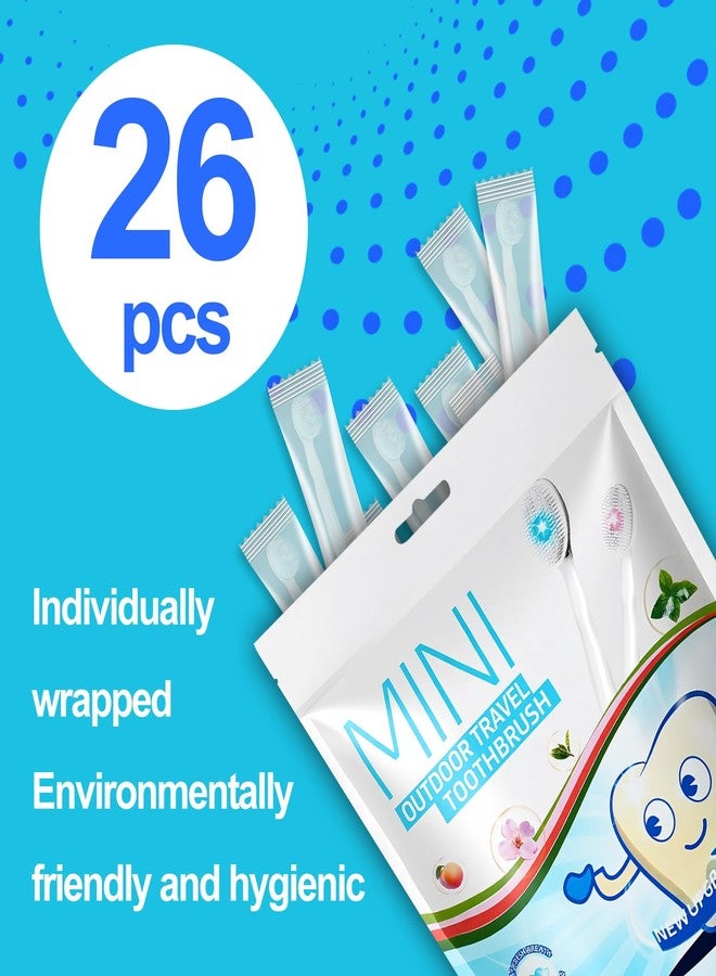 JOUGE Mini Brushes-Disposable Toothbrushes with Toothpaste + Tongue Scraper + Picks+Floss Pick 5 in 1 Individually Wrapped for Work or Travel 26 Count (Iced Watermelon Flavor) - Image 5